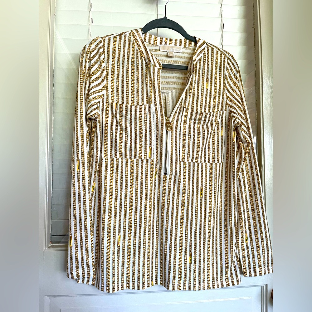 Michael Kors Small LS Gold Chain Top